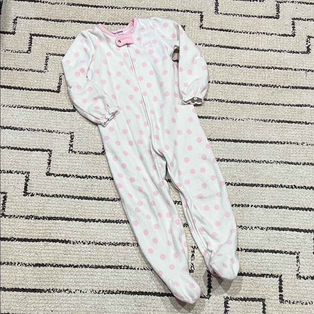 Juicy Couture White and Pink Polka Dot Kids Footed sleeper